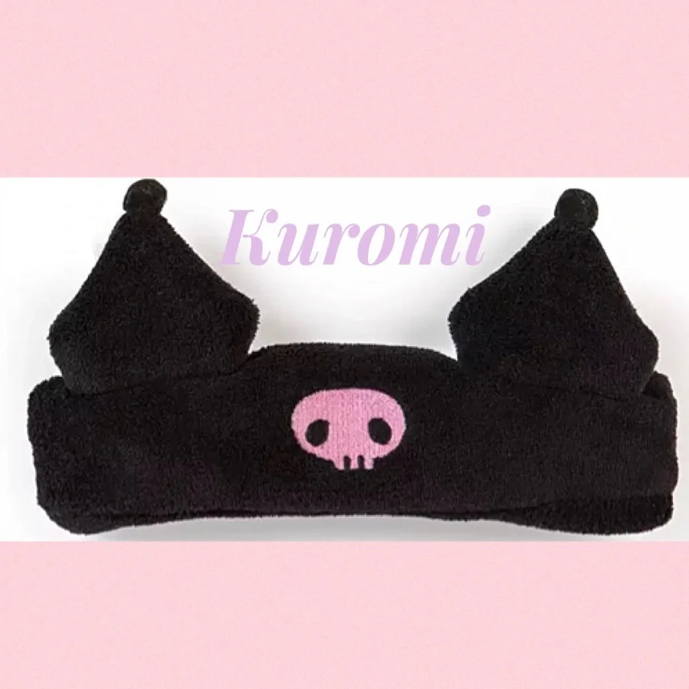 Kuromi Plush Spa Headband Hair Wrap Black Pink NWT